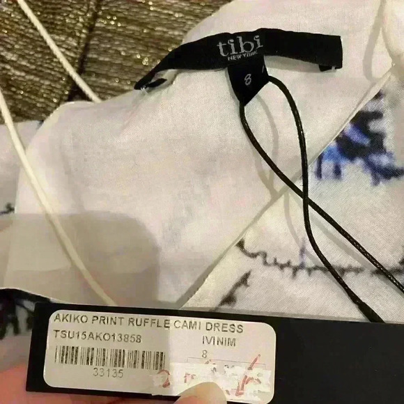 NWT Tibi Akiko print ruffle BOUTIQUE cami dress Sz 8 MSRP$398 - Picture 4 of 5